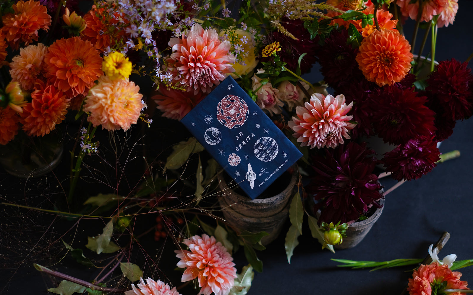 Ad Orbita is a botanical and planets inspired Tarot deck, illustrated by hand and rooted in the boundless realm of imagination. We journey through the plant kingdom, the natural world, the ocean tides, the sun, the planets and orbits of outer space. 