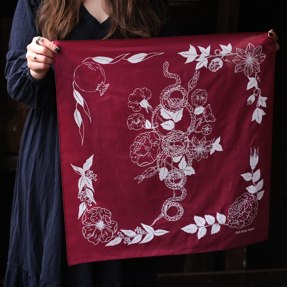 Serpent Garden Bandana - Old Rose Press