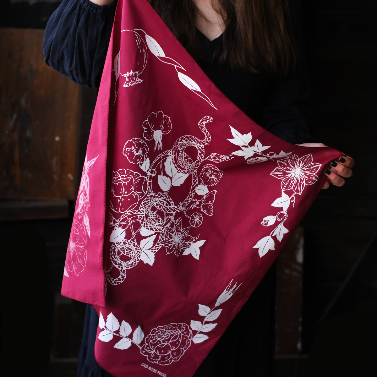 Serpent Garden Bandana - Old Rose Press